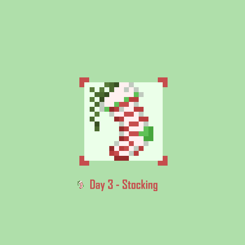 Pixel icon depicting a Christmas stocking