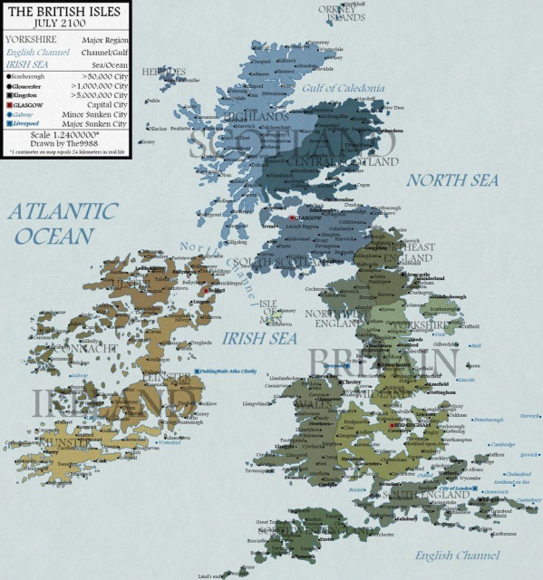 Futurist Foresight A Look At The Uk In 2100 With A 100m Rise In sea level, the UK is rendered as a series of islands