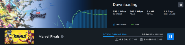 Downloading Marvel Rivals on Steam