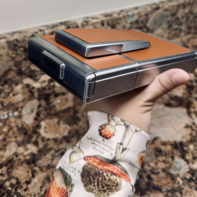 A photo of a folded down SX-70