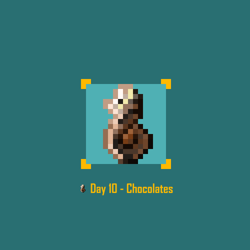 Pixel icon of a chocolate seahorse