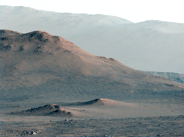 a color-enhanced photography of a Martian landscape