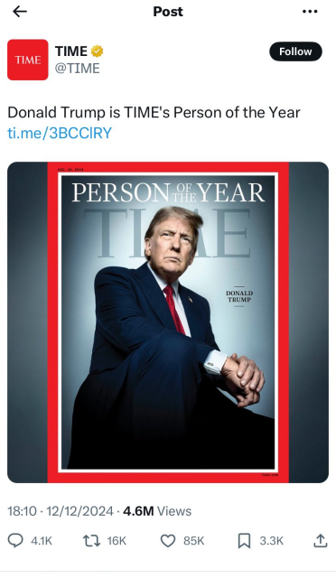 Trump on Time's cover - PErson of the year 