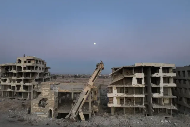 A destroyed mosque in the city of Harasta [Omar Haq Kadour/AFP]