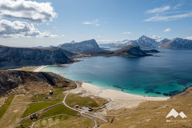 View over Haukland beach on the Lofoten Islands