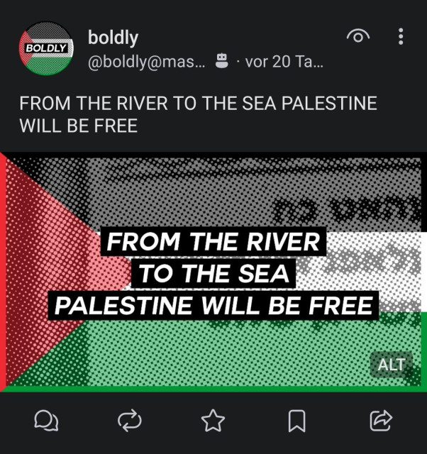 Antisemitic text:
From the river to the sea, Palestine will be free