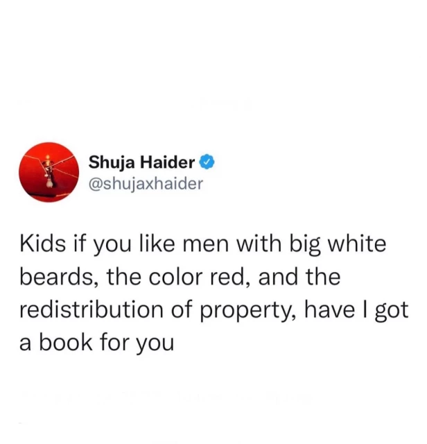 Kids if you like men with big white beards, the color red, and the redistribution of property, have I got a book for you