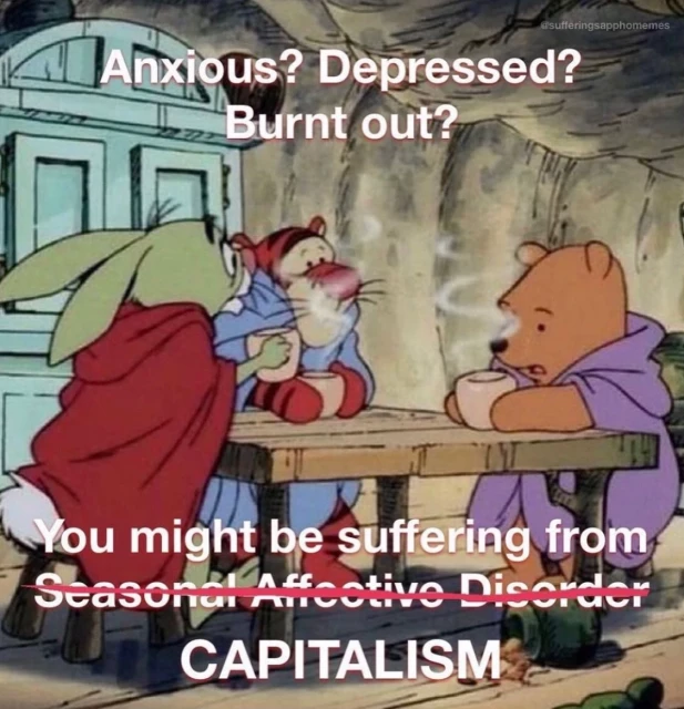 Anxious? Depressed? Burnt out?

You might be suffering from

CAPITALISM