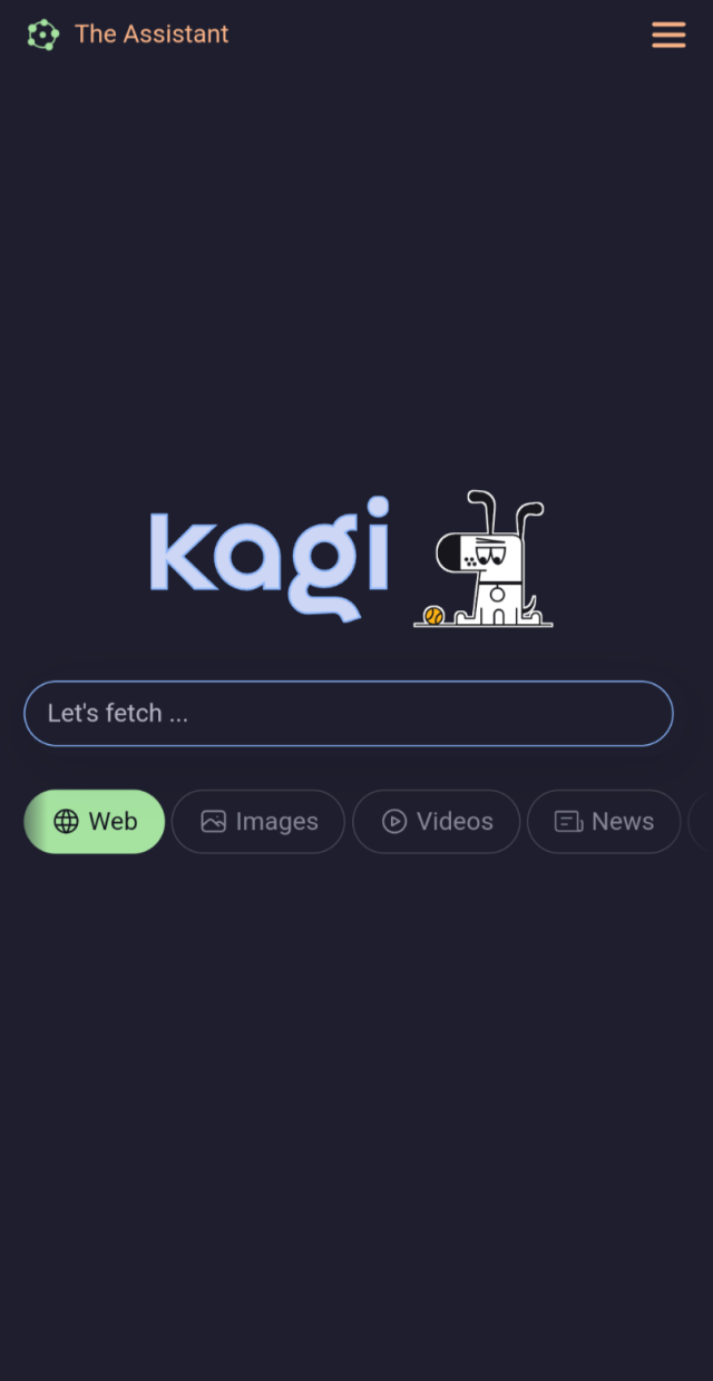 Screenshot of Kagi on mobile