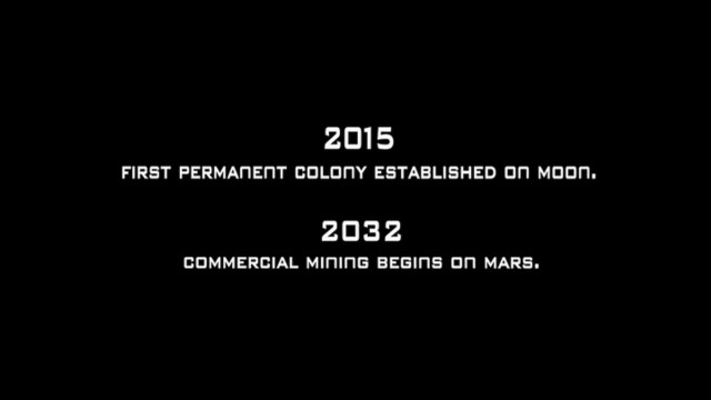 2015: First permanent colony established on Moon.
2032: Commercial mining begins on Mars.