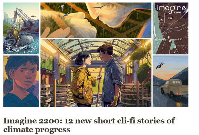 Image of different artwork from the 12 stories
Imagine 2200: 12 new short cli-fi stories of climate progress