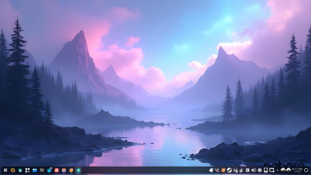 Screenshot of the default Nobara Linux experience with some extra applications running on the taskbar.