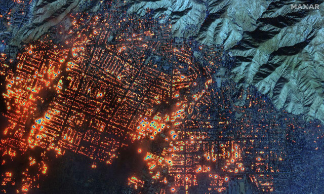 Satellite image from Maxar Technologies of Altadena.