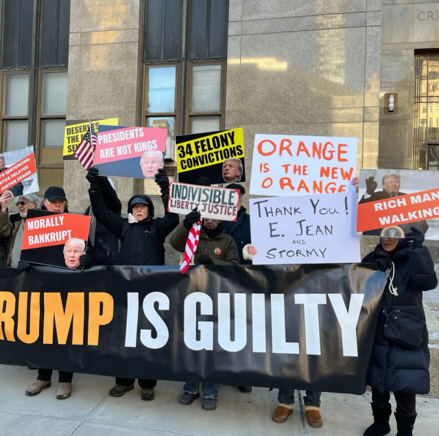 Demonstrators outside Trump criminal sentencing in NY