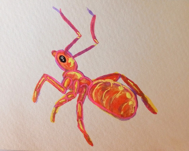 Gel pen drawing of a cute little ant.