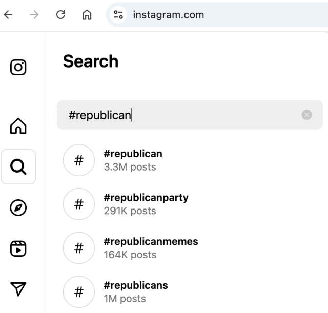 Millions of Instagram search results for #republican, #republicanparty and #republicanmemes