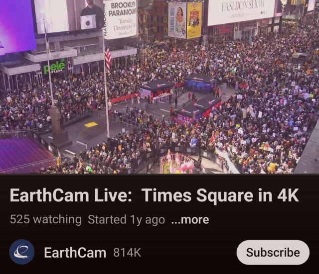 Screenshot of live stream of Times Square