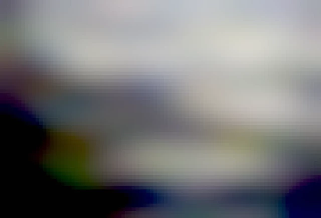 Small yellow leaves sit on paving stones along a path. The paving stones are two different colours dark grey along the bottom and a lighter grey at the top they sit at different alignment. Shadows also cross over the image.