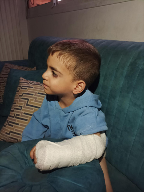 Waleed is injured, and his hand is in a cast 😥