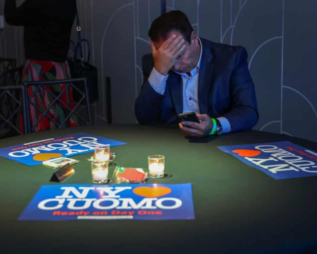 A dejected Cuomo supporter