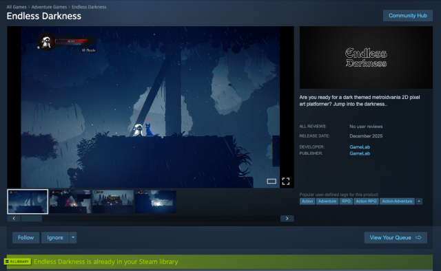Endless Darkness 2D metroidvania game