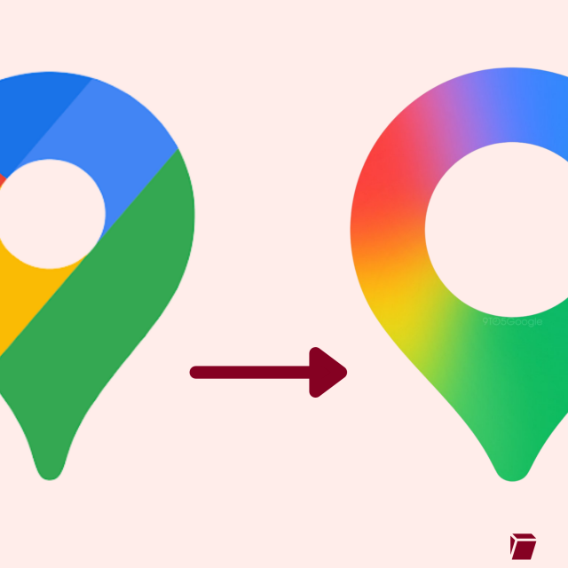 Google Maps old logo next to the new Google Maps logo.