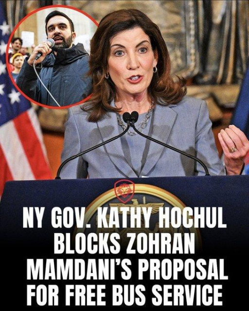 NY GOV KATHY HOCHUL BLOCKS ZOHRAN MAMDANI'S PROPOSAL FOR A FREE BUS SERVICE