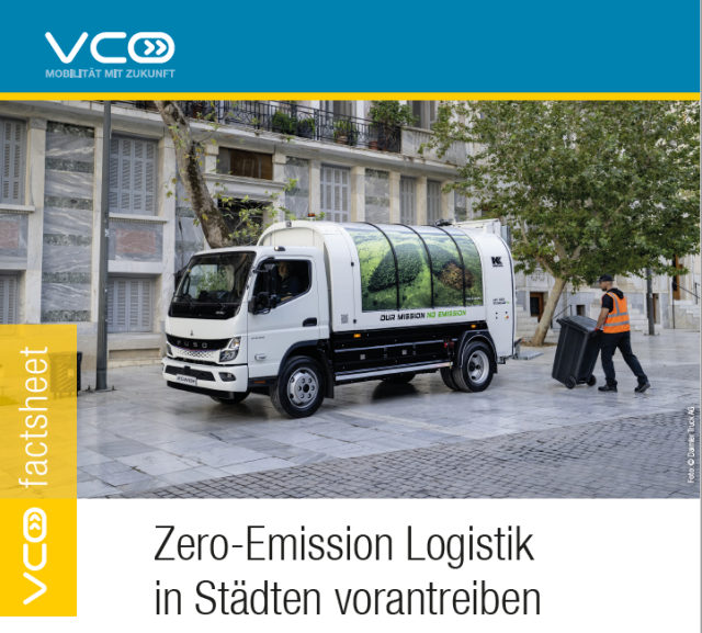 Titelbild des VCÖ-Factsheets "Zero  Emission Logistik in Städten vorantreiben"