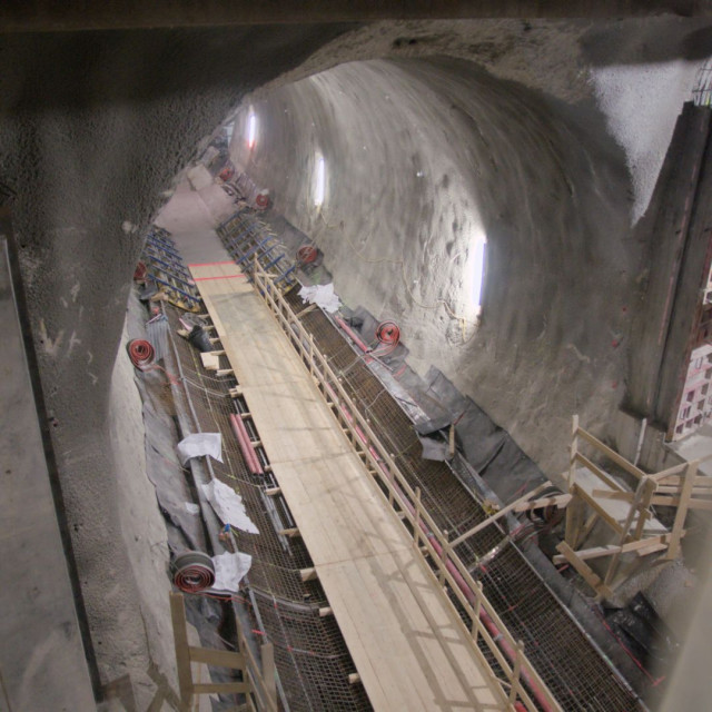 view down into a tunnel construction site