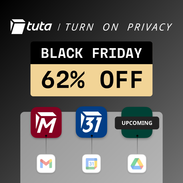 Black Friday at Tuta: 62% OFF. 
