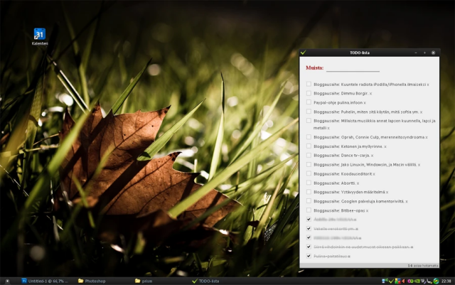 Kuvankaappaus vanhasta todo-sovelluksestani