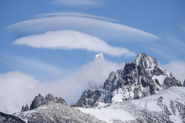 Some lenticular clouds above the summit of Cerro Torre