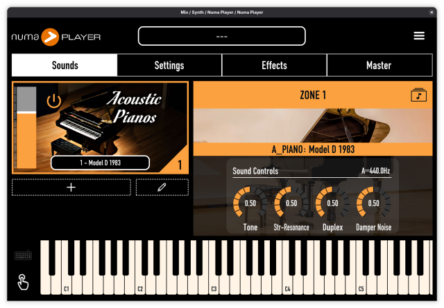 Numa Player plugin UI.