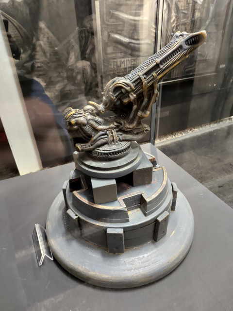 A model of the "Space Jockey" from the movie Alien on display at the HR Giger Museum in Switzerland