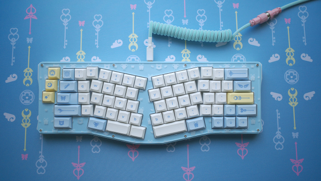 Blue keycap set on blue deskmat.