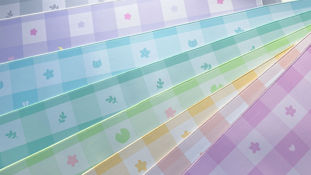 Rainbow of picnic deskmats.