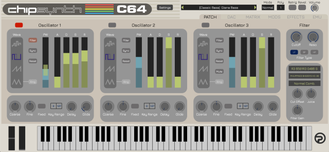 chipsynth C64 plugin UI.