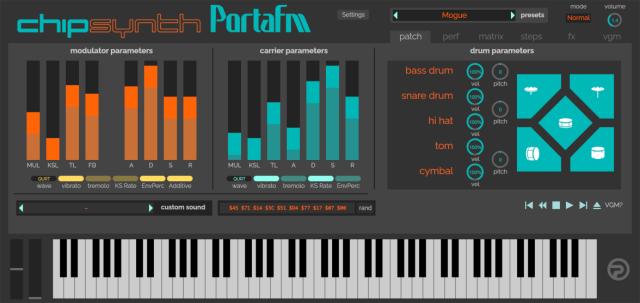 chipsynth Portafm plugin UI.