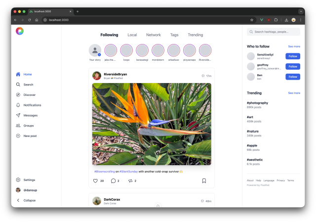 New Pixelfed UI in light mode