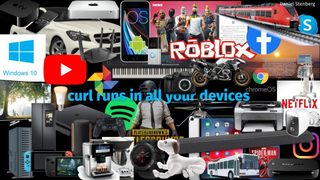 image showing numerous devices, vehicles, games, services etc that all use curl inside