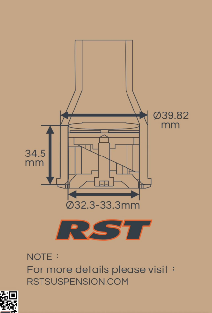 Drawing of RST's tracker mount built to fit within the fork shaft.