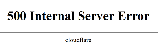 500 Internal Server error | cloudflare