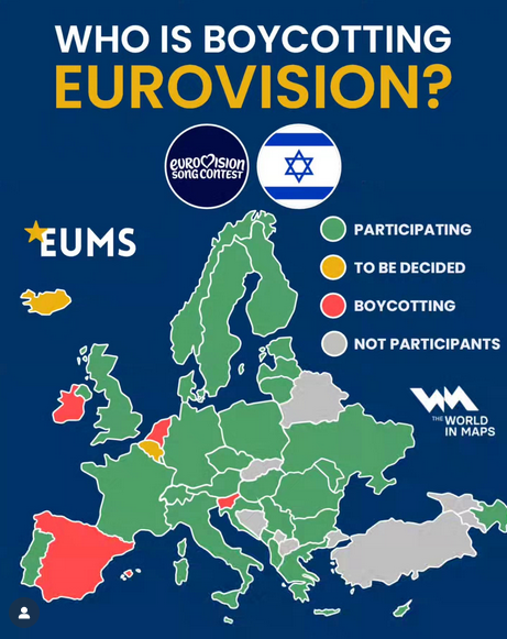 Status of the Eurovision participants that so far have pledged to boycott the festival if Israel is allowed to participate.