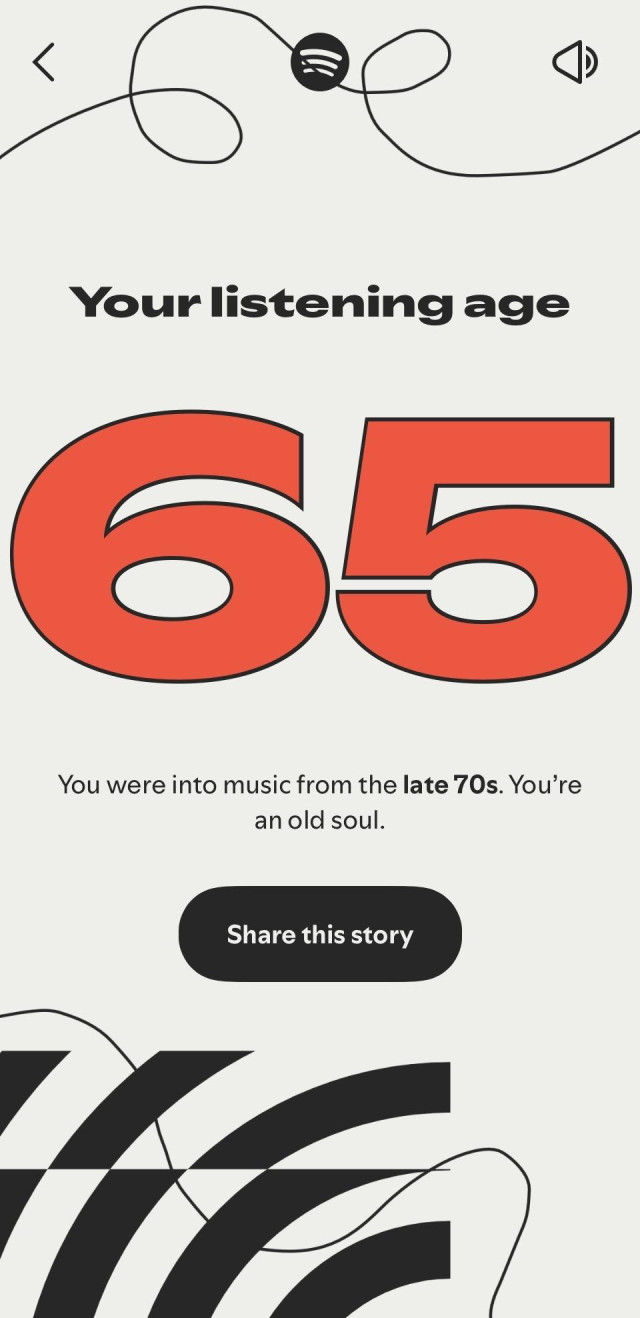 Spotify says my listening age is 65