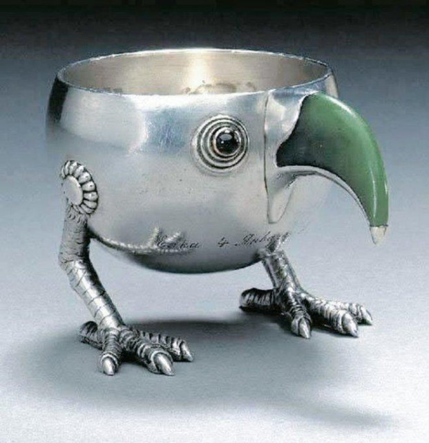 Febergé Silver Mounted Bird Charka, circa 1896.
