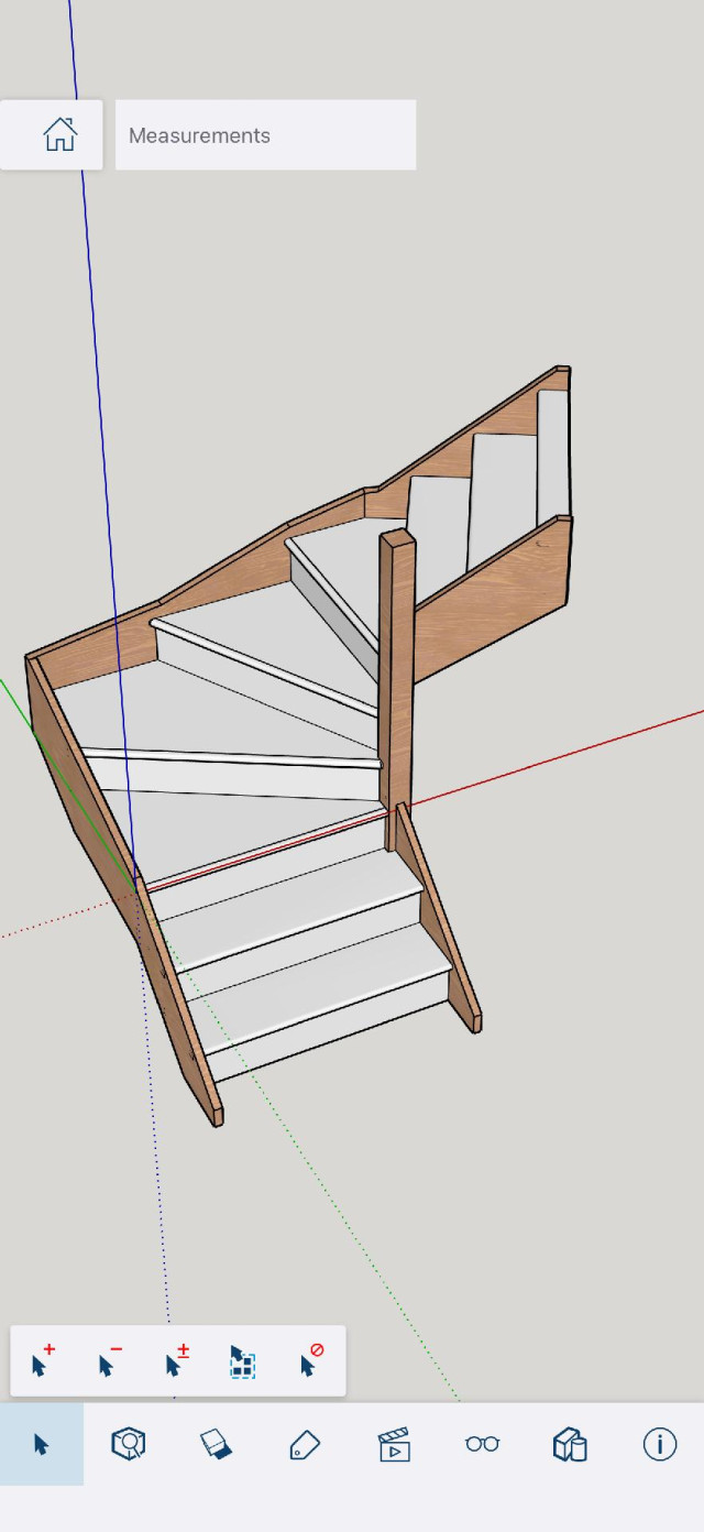 3D model of a bespoke wooden staircase with winders, designed by stair builders in Kent for precision staircase renovation.