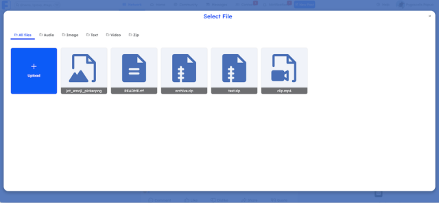 Redesigned File Attachment browser can now filter files by type.
