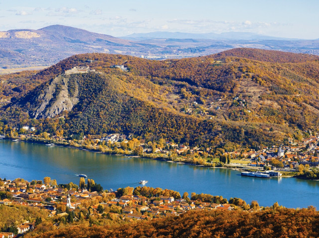 Visegrad castle above the danube in late october, hungary