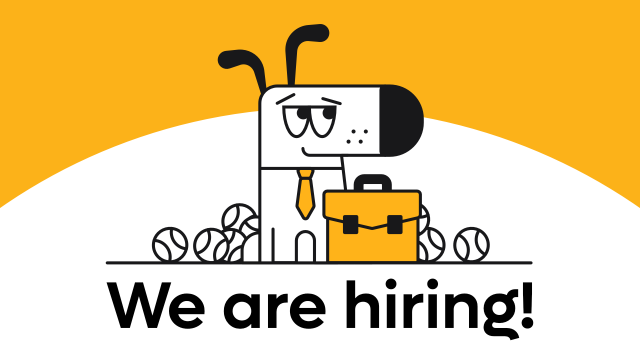 Kagi dog with text "we are hiring"