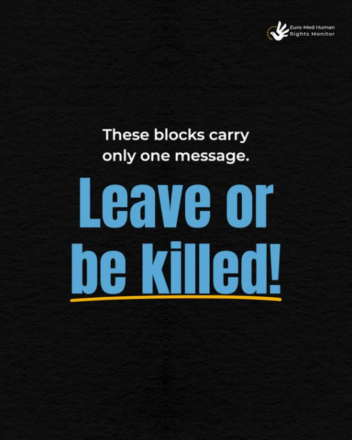 These blocks carry only one message

LEAVE OR BE KILLED!